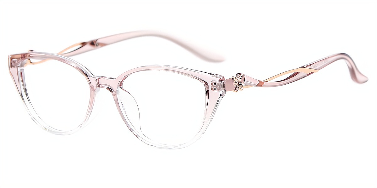 Pink Cat Eye Elegant Mixed Materials Eyeglasses