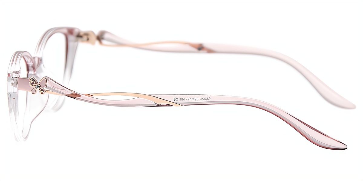 Pink Cat Eye Elegant Mixed Materials Eyeglasses