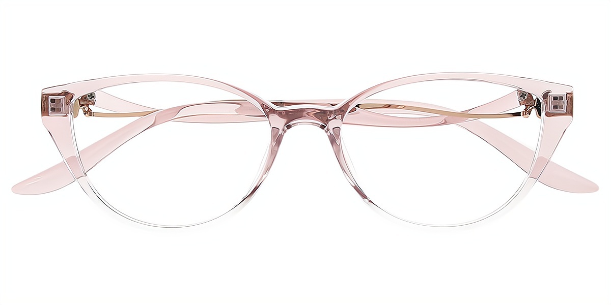 Pink Cat Eye Elegant Mixed Materials Eyeglasses