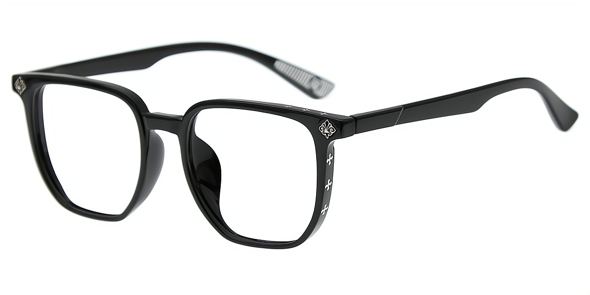 Black Horn Oversized Plastic Eyeglasses