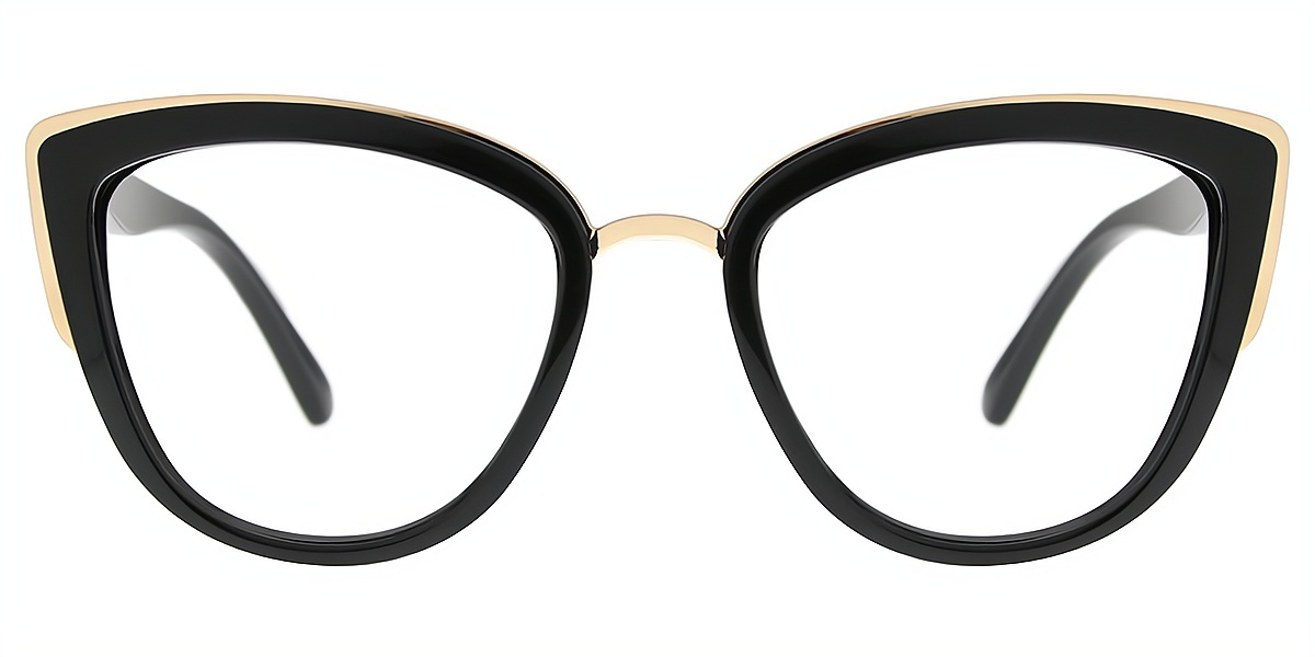Black Cat Eye Oversized Plastic Eyeglasses