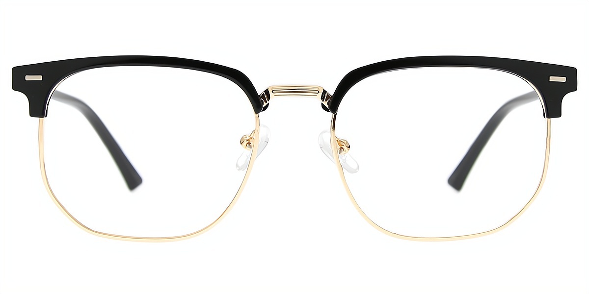 Black Gold Browline Classic Mixed Materials Eyeglasses