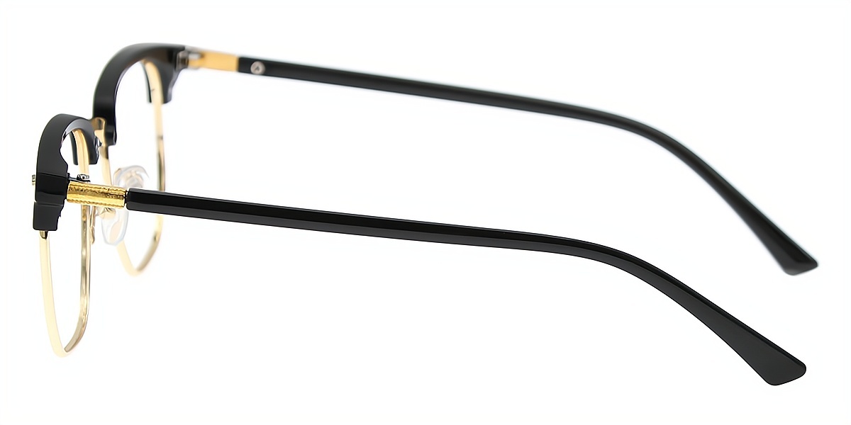 Black Gold Browline Classic Mixed Materials Eyeglasses