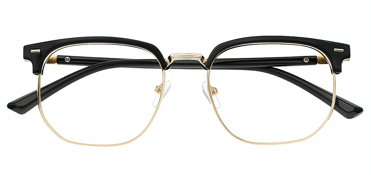 Black Gold Browline Classic Mixed Materials Eyeglasses