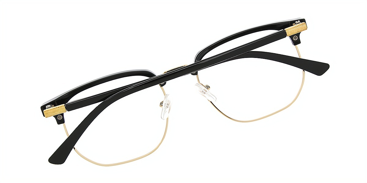 Black Gold Browline Classic Mixed Materials Eyeglasses