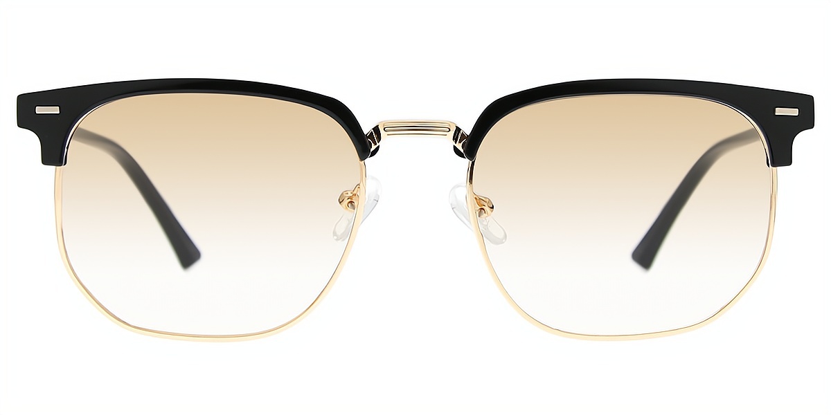 Black Gold Browline Classic Mixed Materials Eyeglasses