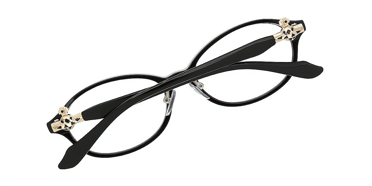 Black Oval Elaborate Plastic Eyeglasses