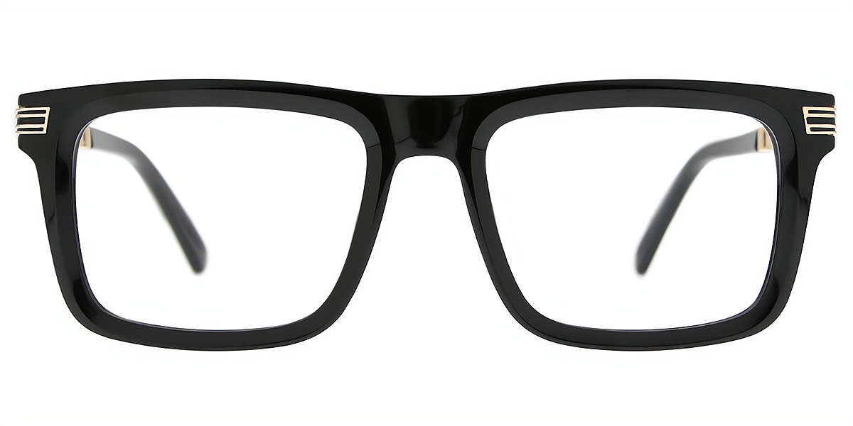 Black Rectangle Oversized Chic TR90 Eyeglasses