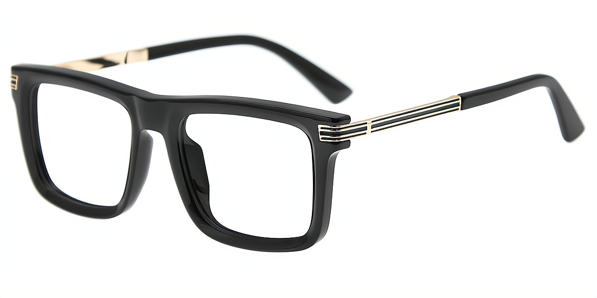 Black Rectangle Oversized Chic TR90 Eyeglasses