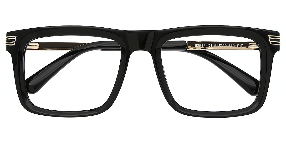 Black Rectangle Oversized Chic TR90 Eyeglasses