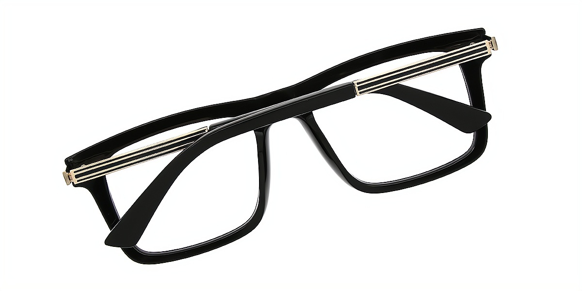 Black Rectangle Oversized Chic TR90 Eyeglasses