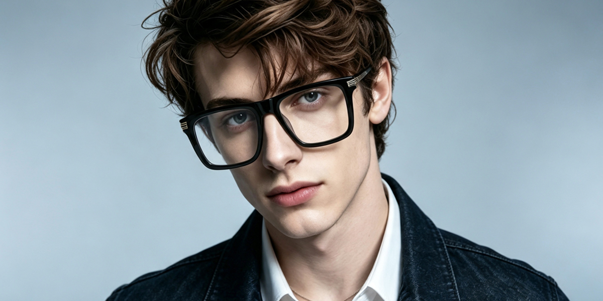 Black Rectangle Oversized Chic TR90 Eyeglasses
