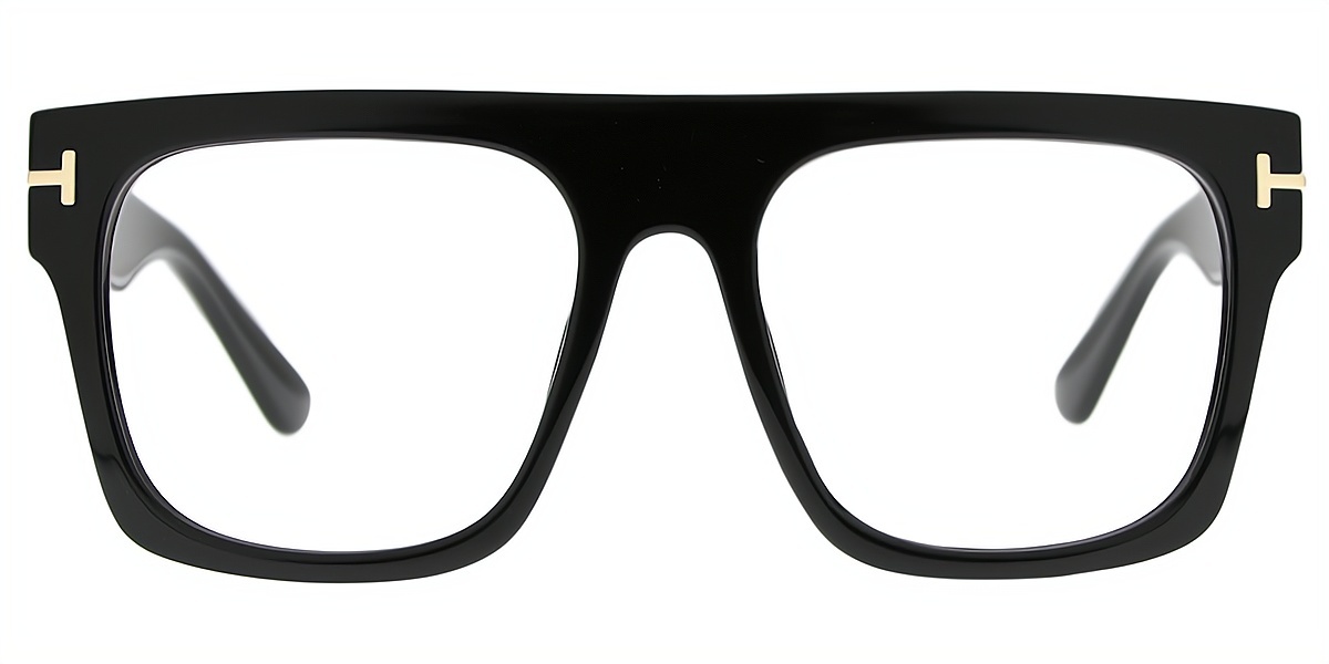 Black Geometric Oversized Chic TR90 Eyeglasses