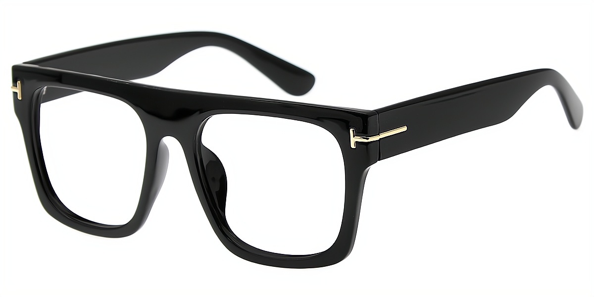 Black Geometric Oversized Chic TR90 Eyeglasses