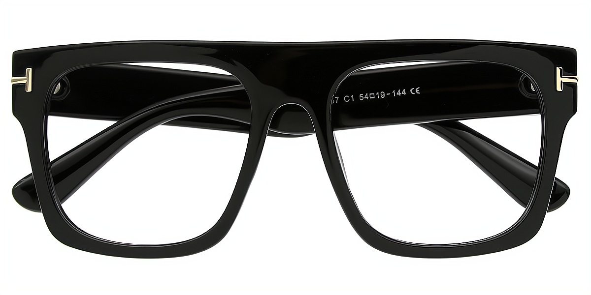Black Geometric Oversized Chic TR90 Eyeglasses