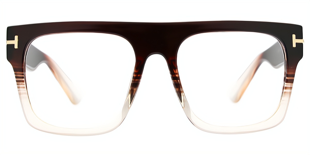 Brown Geometric Oversized Chic TR90 Eyeglasses