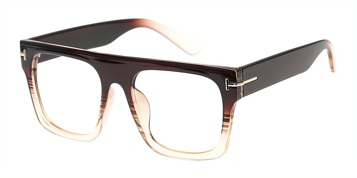 Brown Geometric Oversized Chic TR90 Eyeglasses