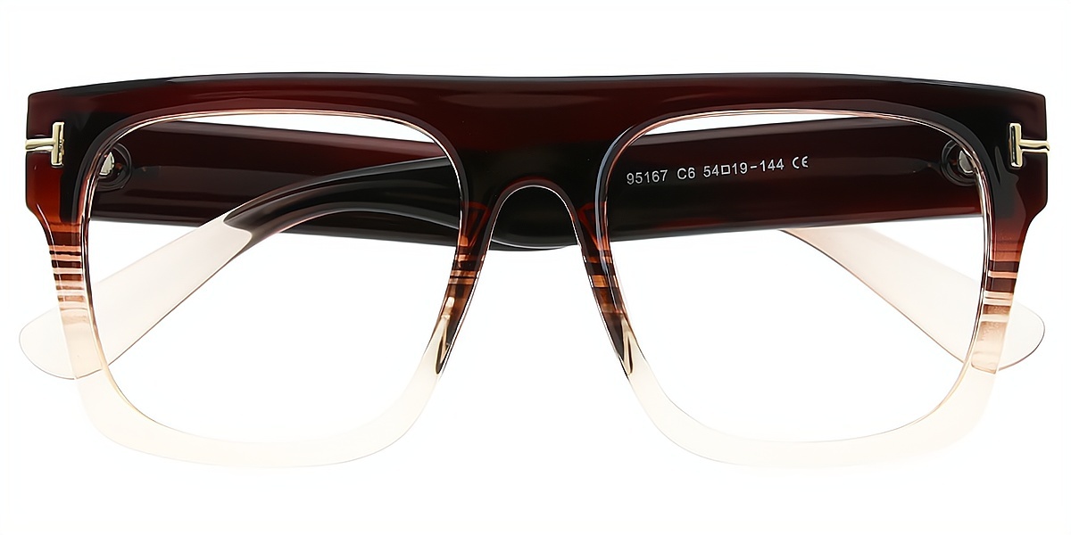 Brown Geometric Oversized Chic TR90 Eyeglasses