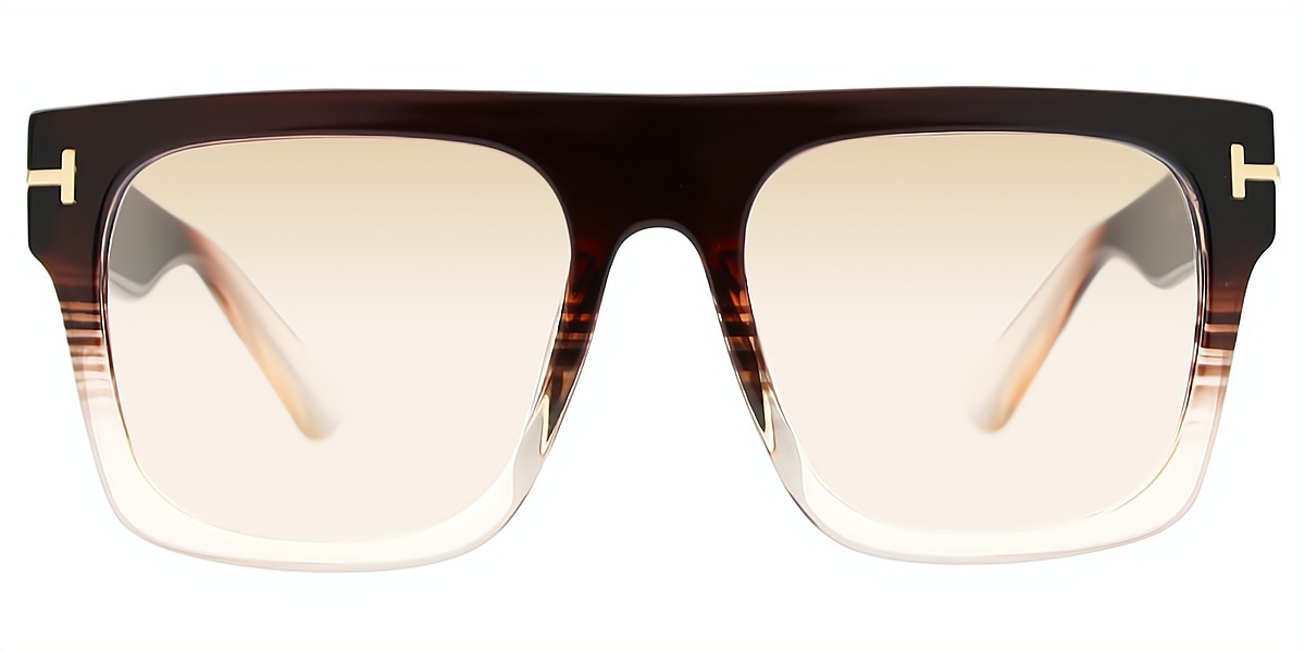 Brown Geometric Oversized Chic TR90 Eyeglasses