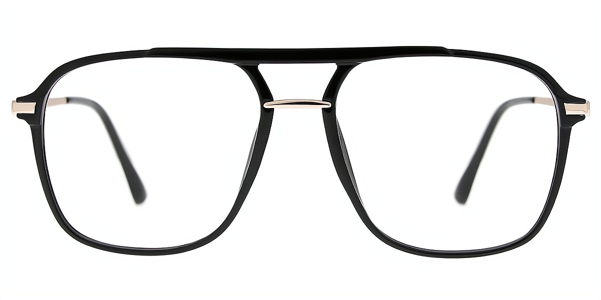 Black Aviator Classic Mixed Materials Eyeglasses