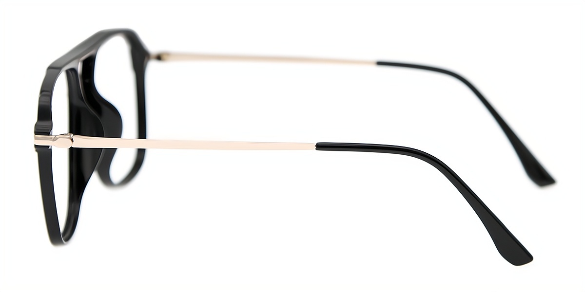 Black Aviator Classic Mixed Materials Eyeglasses