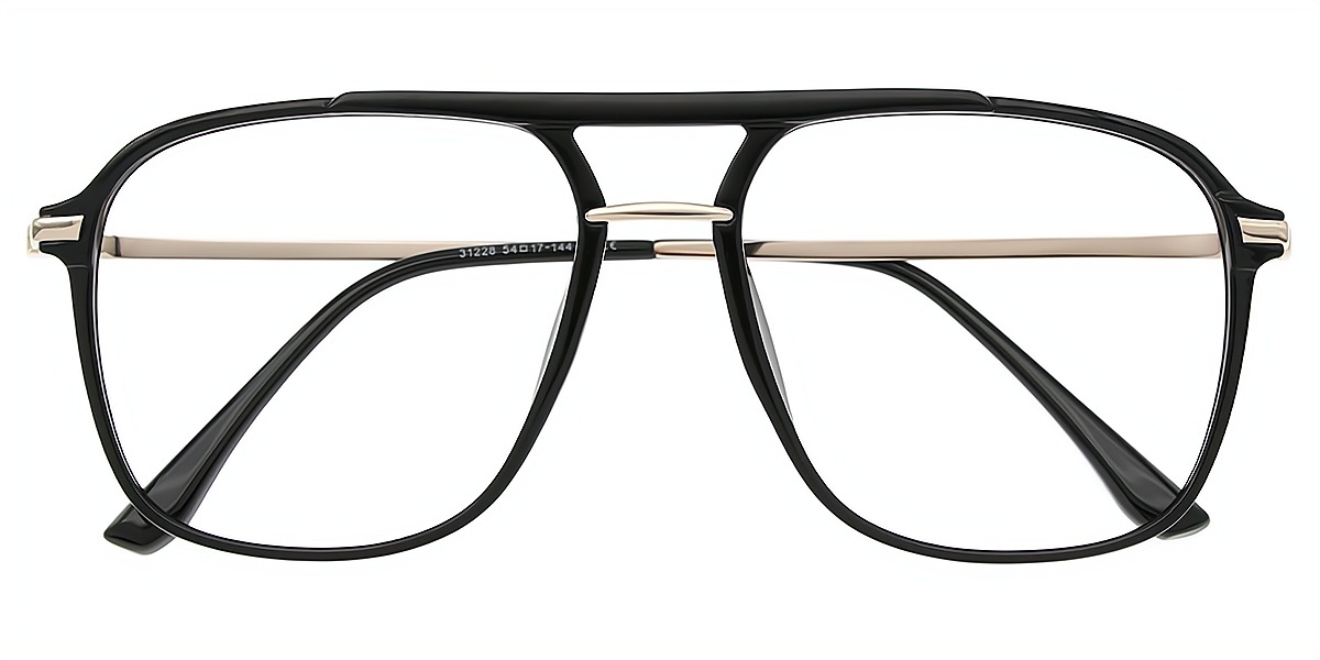Black Aviator Classic Mixed Materials Eyeglasses
