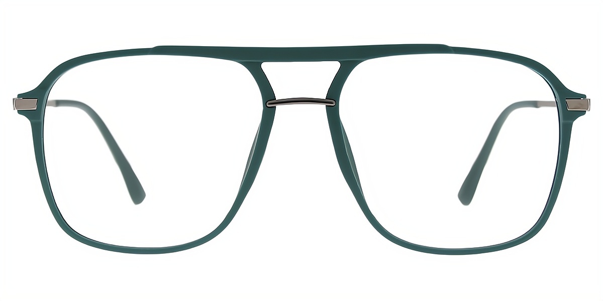 Green Aviator Classic Mixed Materials Eyeglasses