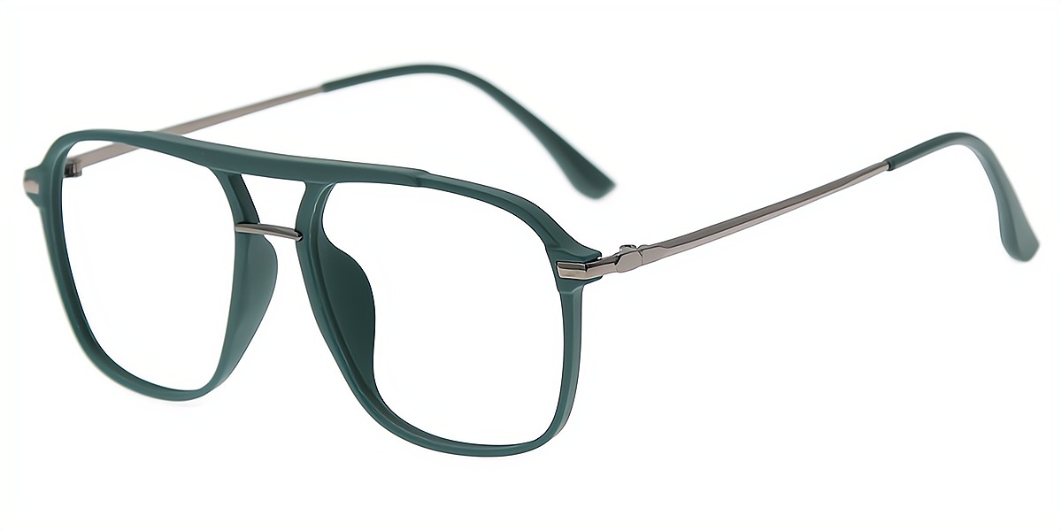 Green Aviator Classic Mixed Materials Eyeglasses