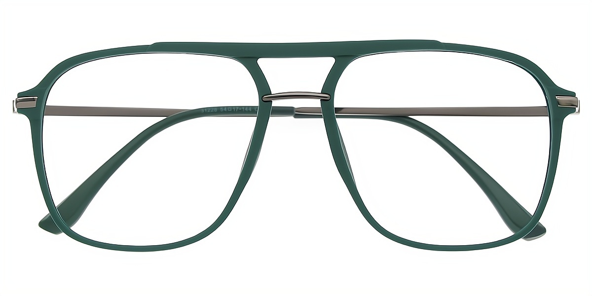 Green Aviator Classic Mixed Materials Eyeglasses