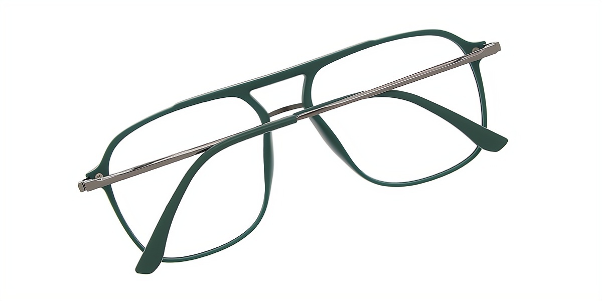 Green Aviator Classic Mixed Materials Eyeglasses