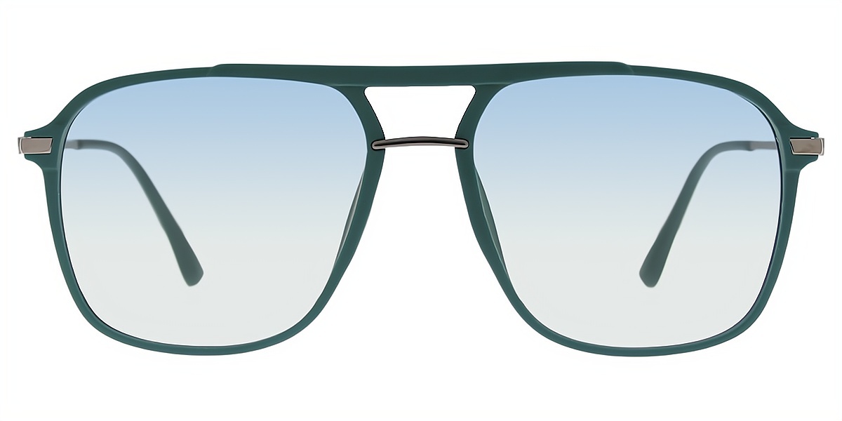Green Aviator Classic Mixed Materials Eyeglasses