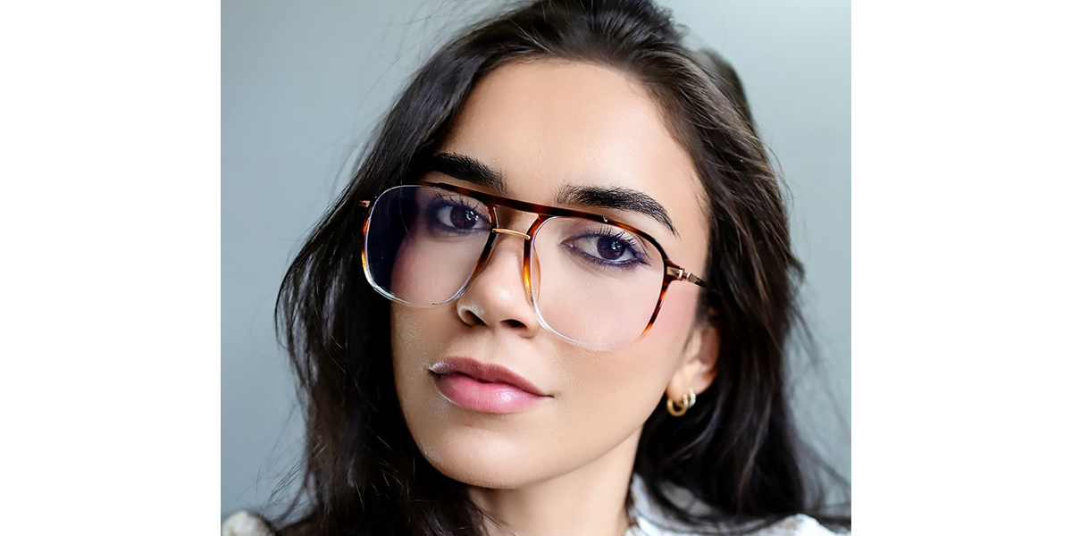 Tortoise Aviator Classic Mixed Materials Eyeglasses