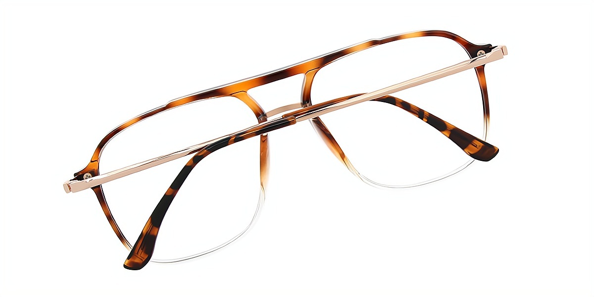 Tortoise Aviator Classic Mixed Materials Eyeglasses