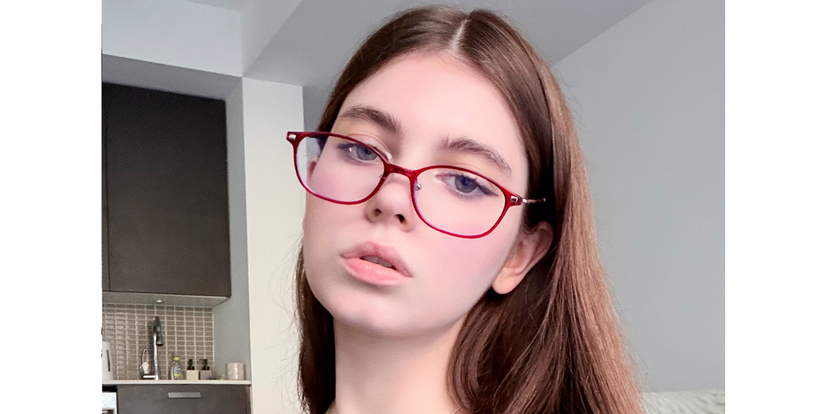Red Rectangle Simple Lightweight TR90 Eyeglasses