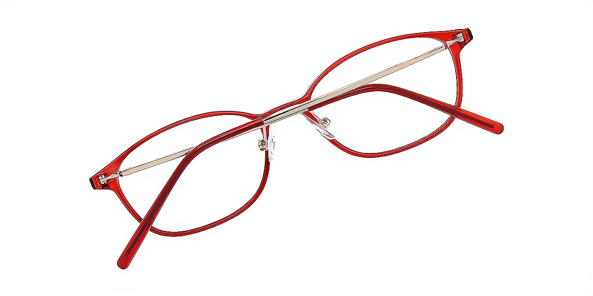 Red Rectangle Simple Lightweight TR90 Eyeglasses
