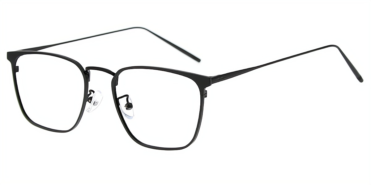 Black Browline Retro Simple Metal Eyeglasses