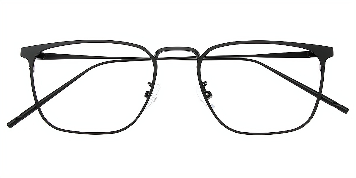 Black Browline Retro Simple Metal Eyeglasses