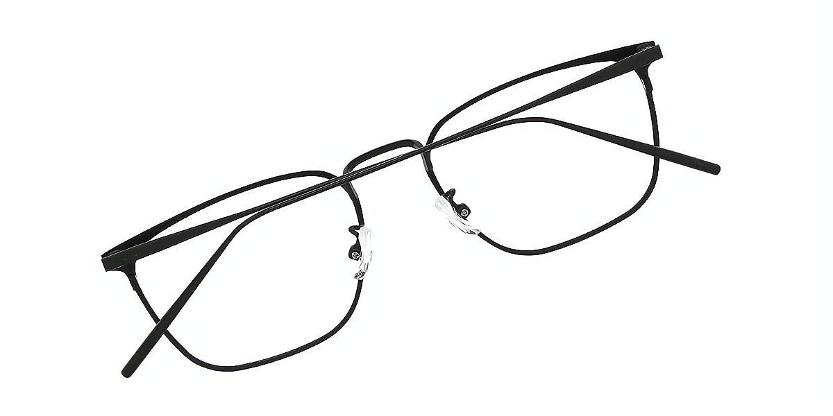 Black Browline Retro Simple Metal Eyeglasses