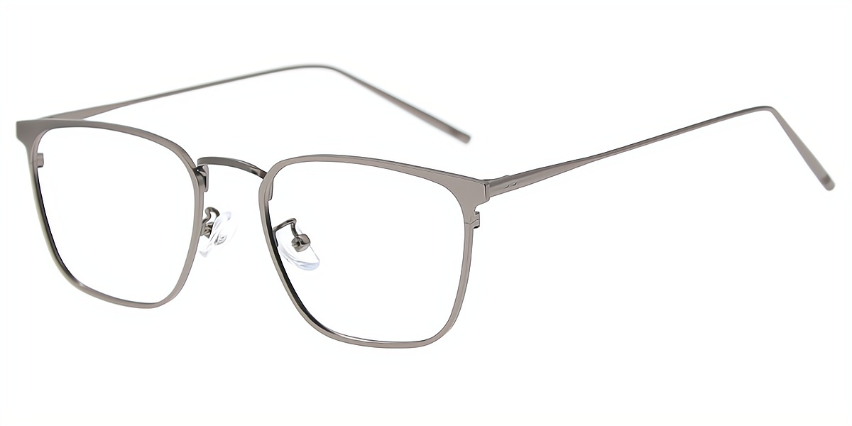 Gray Browline Retro Simple Metal Eyeglasses