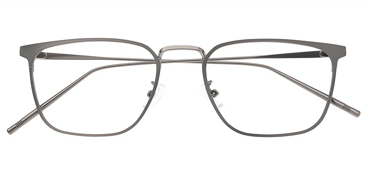 Gray Browline Retro Simple Metal Eyeglasses