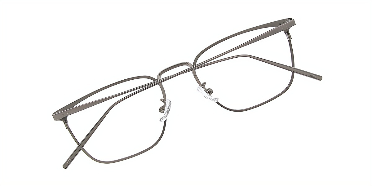 Gray Browline Retro Simple Metal Eyeglasses