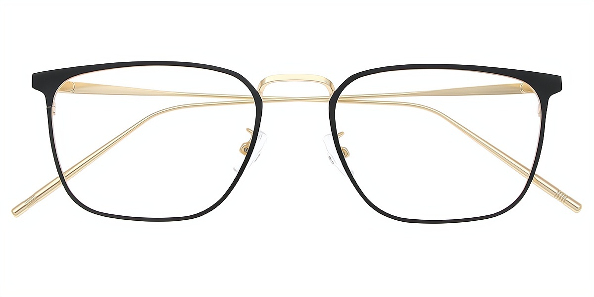 Black Gold Browline Retro Simple Metal Eyeglasses