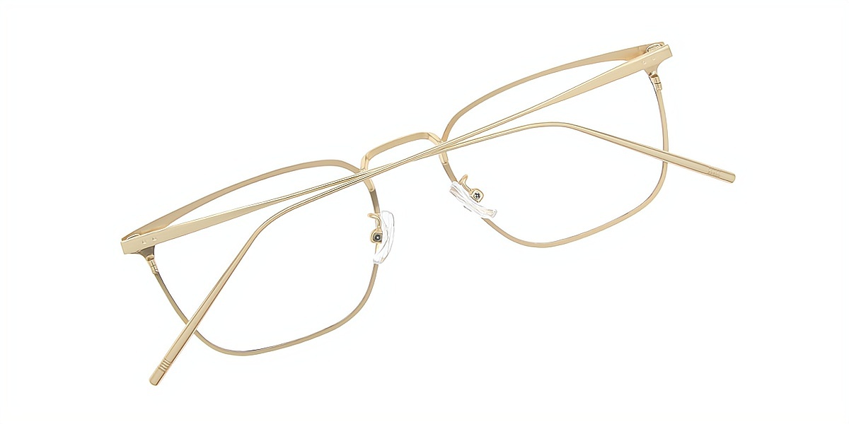 Black Gold Browline Retro Simple Metal Eyeglasses
