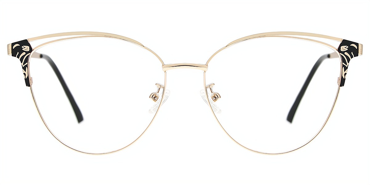 Black Cat Eye Refined Metal Eyeglasses