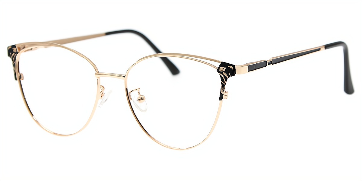 Black Cat Eye Refined Metal Eyeglasses