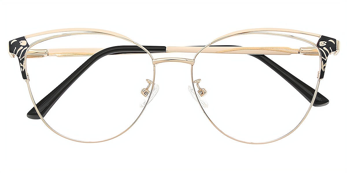Black Cat Eye Refined Metal Eyeglasses