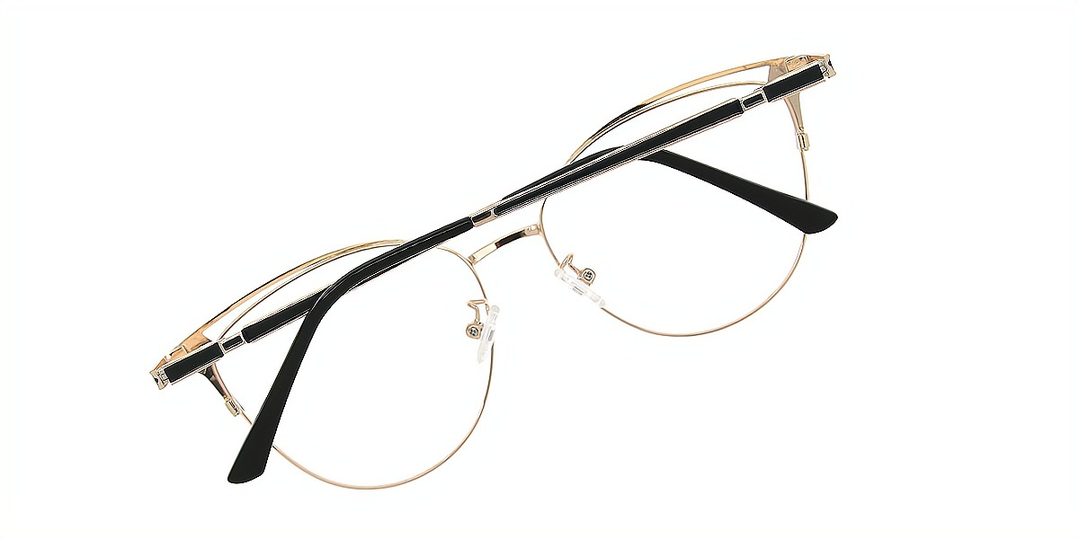 Black Cat Eye Refined Metal Eyeglasses