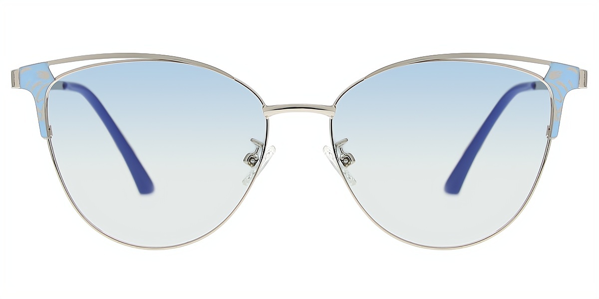 Blue Cat Eye Refined Metal Eyeglasses