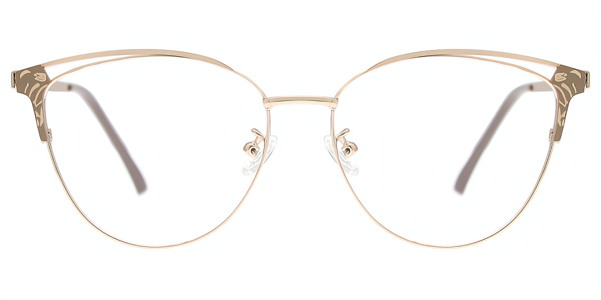 Brown Cat Eye Refined Metal Eyeglasses
