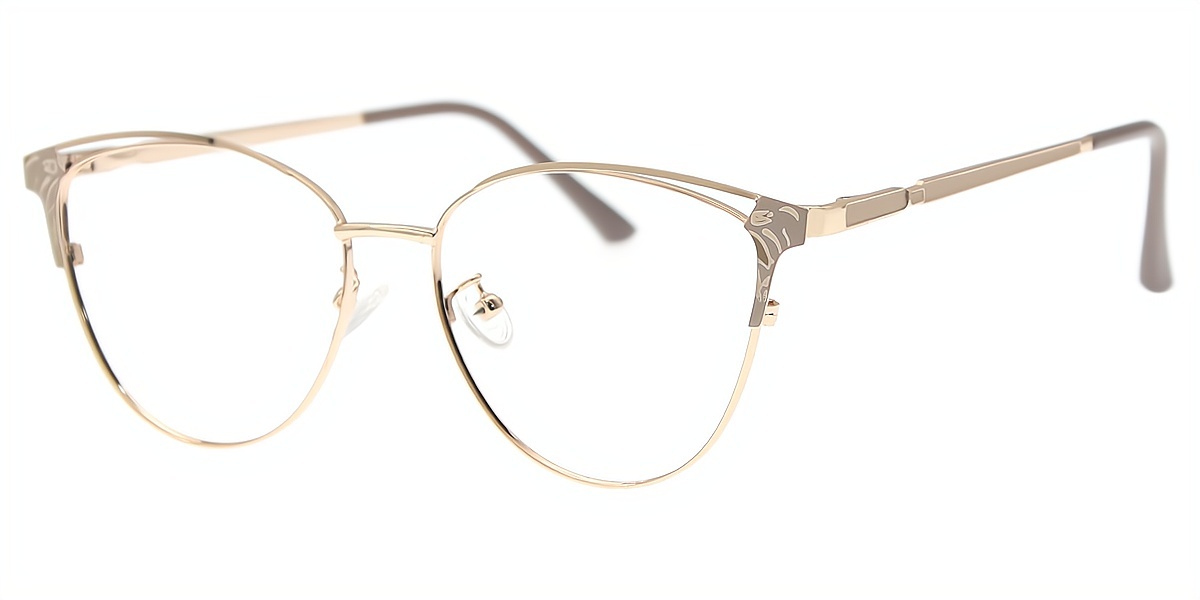 Brown Cat Eye Refined Metal Eyeglasses